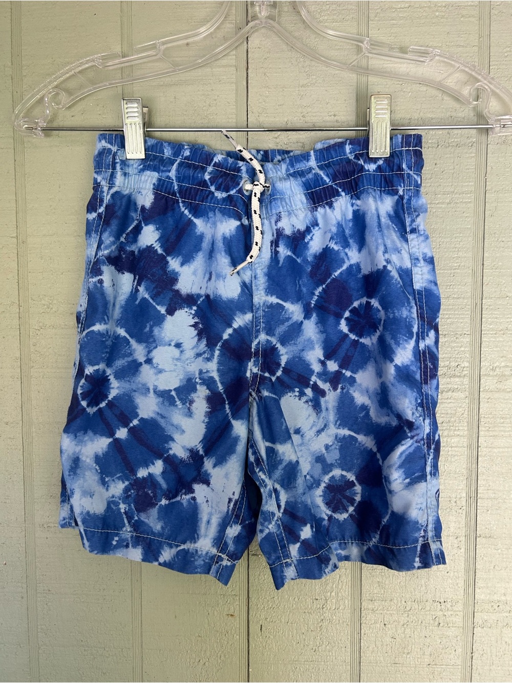 Old Navy Blue Tie-Dye Boys Swim Trunks with Drawstring